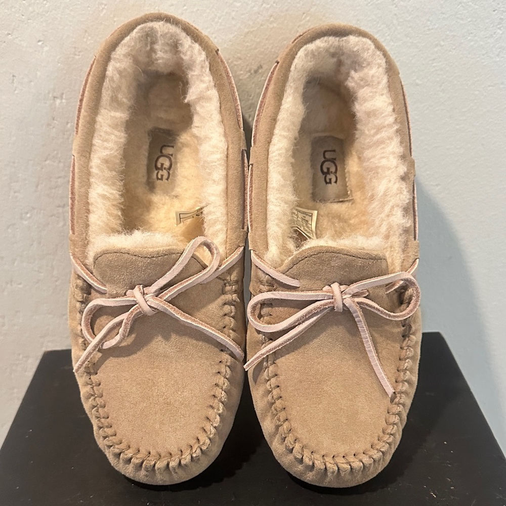 UGG Beige Suede Moccasin Slippers